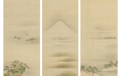 KANO SHOSEN'IN (1823-1880), A set of three scrolls depicting Amano-hashidate, Mount Fuji and Matsushima