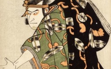 KATSUKAWA SHUN'EI, (1762–1819), EDO PERIOD, LATE 18TH CENTURY | A FULL LENGTH PORTRAIT OF AN ACTOR IN A DRAMATIC POSE