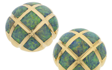 Kabana Opal, Gold Earrings Stones: Inlaid opal Metal: 14k...