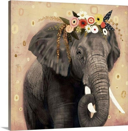 Klimt Elephant Canvas Reproduction Print By Victoria Barnes