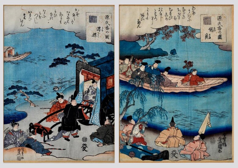 Kunisada japan. Woodcuts, framed