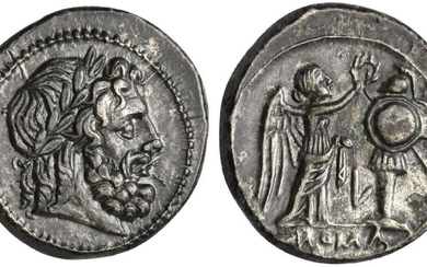 L series, Victoriatus, Luceria, ca. 214-208 BC; AR (g 3,24;...