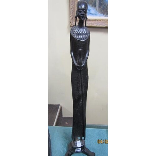 LARGE CARVED AFRICAN FIGURE OF A FEMALE, 80CM H