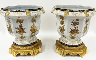 LARGE PAIR OF FRENCH SEVRES-STYLE URNS