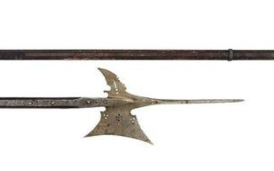 LOT OF 2: EUROPEAN HALBERDS WITH PIERCED DECORATIONS.