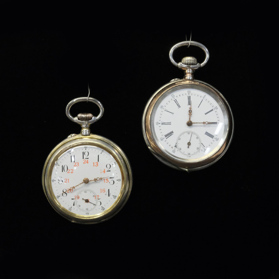 LUC TWO POCKET WATCHES. SILVER HOUSING. LOUIS-ULYSSE CHOPARD. 1910s.
