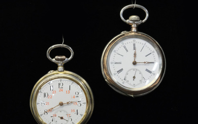 LUC TWO POCKET WATCHES. SILVER HOUSING. LOUIS-ULYSSE CHOPARD. 1910s.