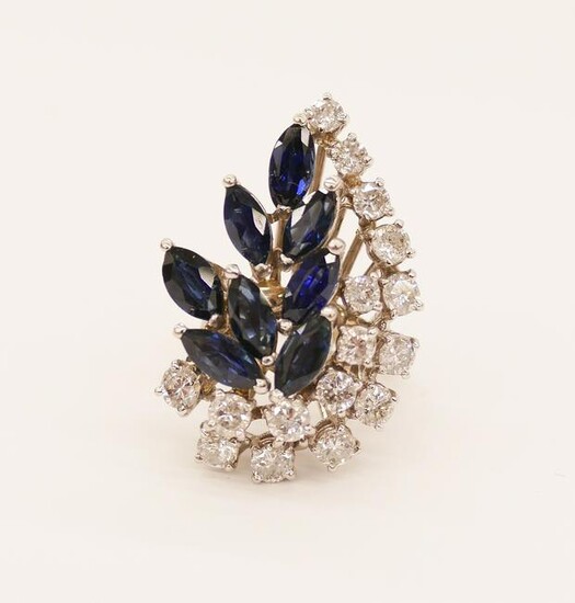 Lady's Sapphire & Diamond 14k Spray Ring