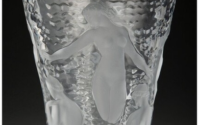 Lalique Clear and Frosted Glass Ondines Vase, po