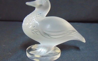 Lalique art glass duck, frosted glass, in good condition, no chips.
