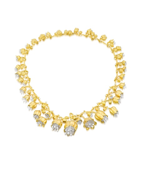Lauren X Khoo, Gold and Diamond Necklace, 'Lily of the Valley'