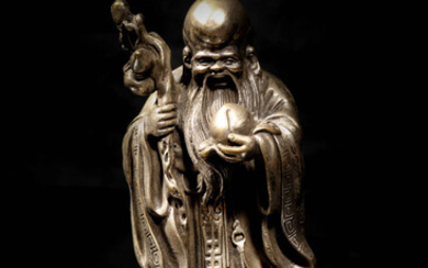 Le sage Taoïste Shou - Lao debout vêtu d'une...