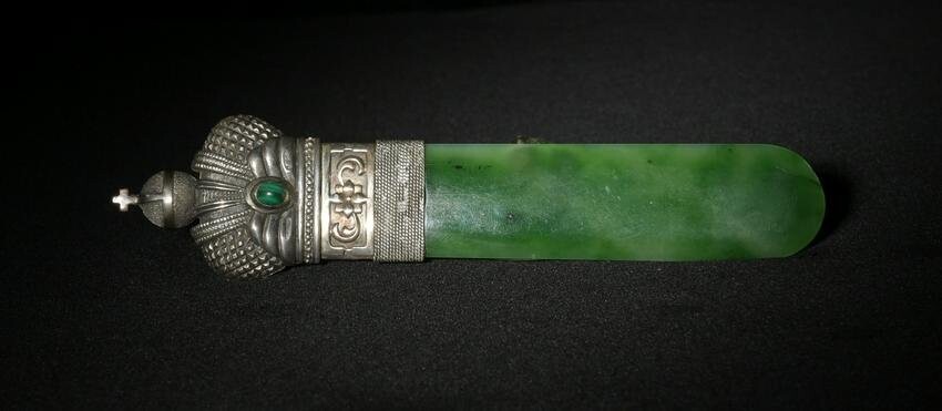 Letter Opener with Spinach Jade, 19th Century