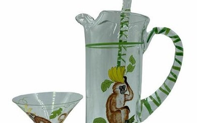 Lot of 7 Lynn Chase Monkey Business Clear Glass Martini