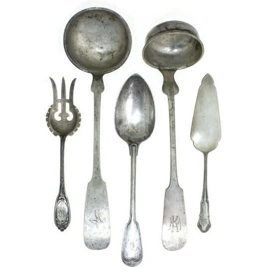 Lot of Silver Serving Flatware Pieces.