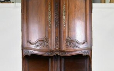 Louis XV Style Large Carved Walnut Corner Cupboard