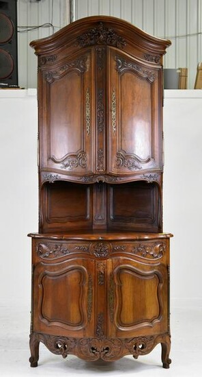 Louis XV Style Large Carved Walnut Corner Cupboard