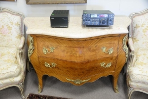 Louis XV style marble top commode. ht. 33 in., wd. 53