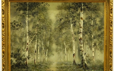M. Kinoshita Birch Forest Landscape Painting
