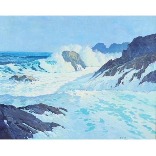 M. West, American (20th Century), Breakers Along the Coast, oil on canvas, 24" x 30", 32" x 38"