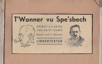 (MUSIQUE) Dans une chemise cartonnée, Operett "t'Wonner vu Spe'sbëch", a 4 Akten vum Batty Weber,...