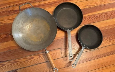 Maglite GHC Cast Iron Skillets and Metal Wok w/ Wooden Handle