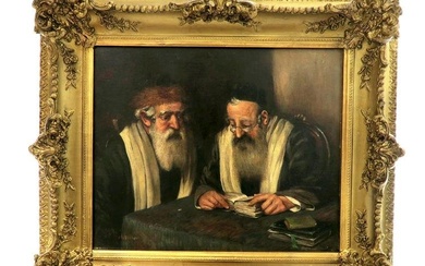 Magnificent Judaica O/C Paintings of Rabbis, Signed