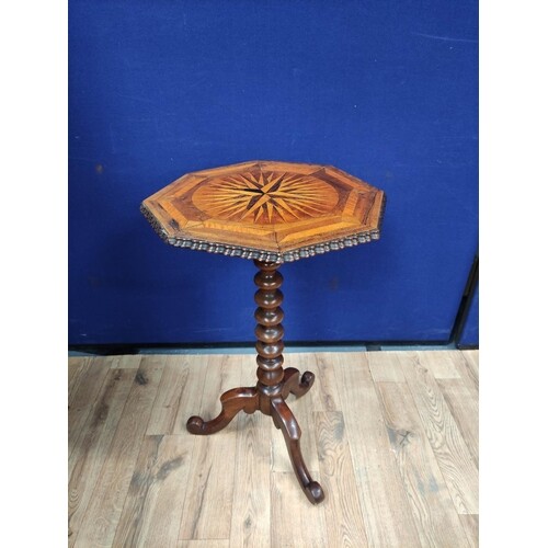 Mahogany marquetry occasional table, 19th century with marqu...