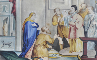 Maler um 1800/Pittore del 1800 ca. Presentazione al tempio;Guazzo, 22 x 29,5...