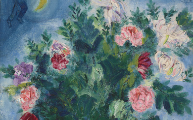 Marc Chagall (1887-1985) Bouquet de fleurs avec amoureux