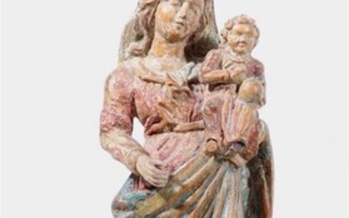 (-), Maria met kind, hand gestoken lindehouten sculptuur...