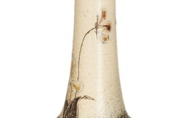 Martin Brothers, Solifleur bottle vase, circa 1880s, Glazed stoneware, Underside incised Martin/London, 21.4cm high