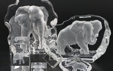 Mats Jonasson Swedish Crystal Elephant Sculpture