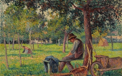 Maximilien Luce, Éragny, Rodo Pissarro dans le jardin de son père