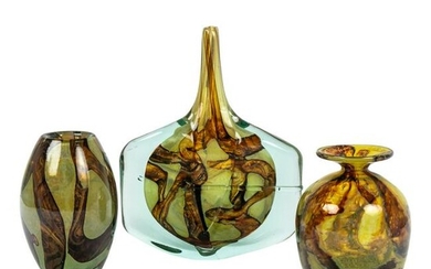 Mdina Earthtones Modern Studio Art Glass Vases LOT