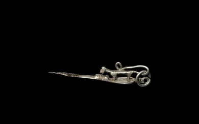 Medieval Silver Cosmetic Implement with Lion