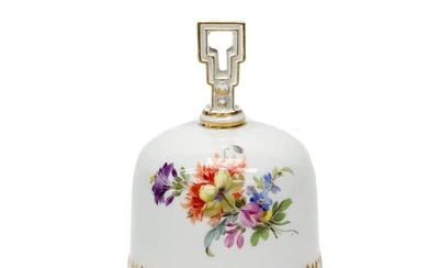 Meissen Germany Hand Painted Porcelain Bell Florals and Insects