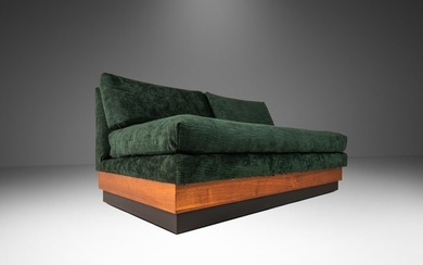 Mid-Century Modern Brutalist Platform Loveseat Sofa in Walnut by Adrian Pearsall for Craft