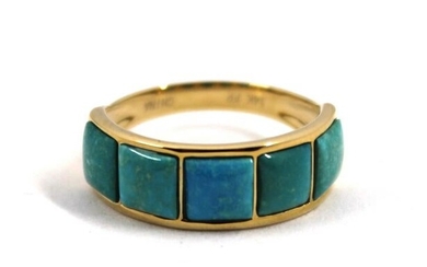 Modern 14K Yellow Gold And Turquoise Ring