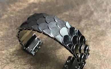 Modern Gunmetal Fish Scale Cuff Bracelet