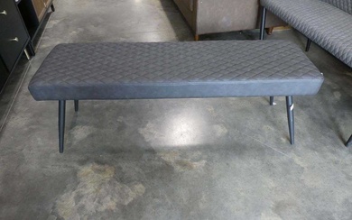 Modern dark grey leatherette diamond stitch upholstered 2 seater bench...