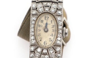 SOLD. Movado: A lady's diamond wristwatch set with numerous single-cut diamonds, mounted in platinum. Mechanical movement with manual winding. Watch l. app. 6 cm. – Bruun Rasmussen Auctioneers of Fine Art