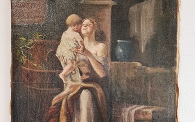 Naffizzone, Oil on canvas maternal scene