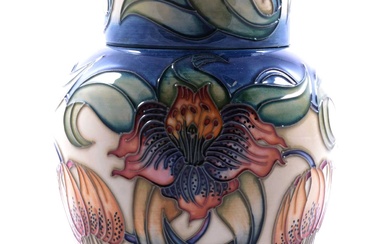 Nicola Slaney for Moorcroft Pottery, a large 'Anna Lily' pattern ginger jar and cover