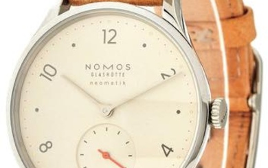 Nomos Glashütte Minimatik Armbanduhr. Ca. 35mm, Edelstahl, Saphirglas vor und...