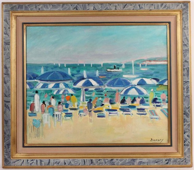Oil on Canvas, Figured on Beach, Robert Savary