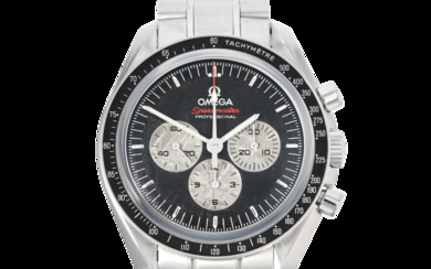 Omega, Ref. 311.30.42.30.99.001 “Speedmaster Professional” “Moonwatch” “Apollo-Soyuz 35th Anniversary”; limited edition of 1 975 pieces, No. 0788 1975, (c.) 2010-2012