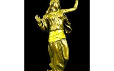 Orientalist Style Gilt Bronze Dancer Sculpture