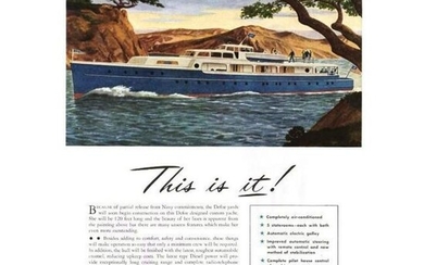Original 1946 Defoe Luxury Yacht Advertisement