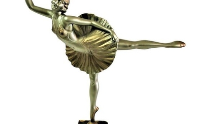Original Art Deco Sculpture Ballerina White Metal